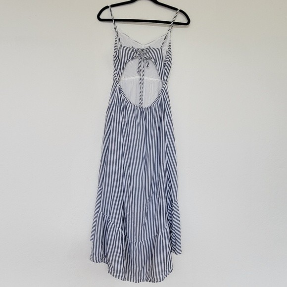 Mustard Seed | Striped Hi-Low Midi Slip Dress Blue White Size M - Picture 2 of 11